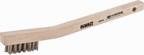 DeWALT - 7 Rows x 3 Columns Stainless Steel Scratch Brush - 7-3/4" OAL, 5/8" Trim Length, Wood Curved Handle - Americas Industrial Supply