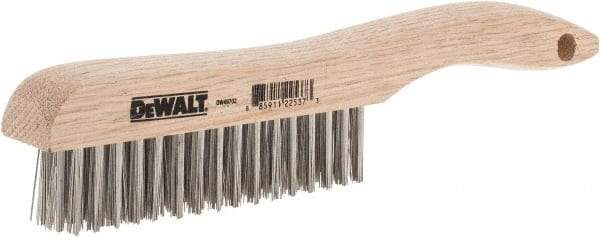 DeWALT - 15 Rows x 4 Columns Stainless Steel Scratch Brush - 10" OAL, 1-1/8" Trim Length, Wood Shoe Handle - Americas Industrial Supply