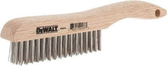 DeWALT - 15 Rows x 4 Columns Stainless Steel Scratch Brush - 10" OAL, 1-1/8" Trim Length, Wood Shoe Handle - Americas Industrial Supply