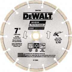 DeWALT - 7" Diam, 5/8 & 7/8" Arbor Hole Diam, Wet & Dry Cut Saw Blade - Diamond Matrix, Standard Round Arbor - Americas Industrial Supply