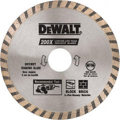 DeWALT - 4-1/2" Diam, 5/8 & 7/8" Arbor Hole Diam, Wet & Dry Cut Saw Blade - Diamond Matrix, Standard Round Arbor - Americas Industrial Supply