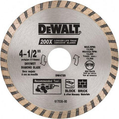 DeWALT - 4-1/2" Diam, 5/8 & 7/8" Arbor Hole Diam, Wet & Dry Cut Saw Blade - Diamond Matrix, Standard Round Arbor - Americas Industrial Supply