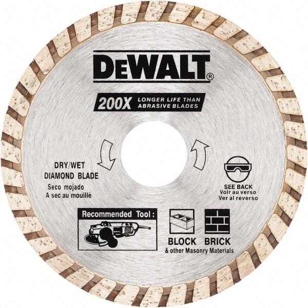 DeWALT - 4" Diam, 5/8 & 7/8" Arbor Hole Diam, Wet & Dry Cut Saw Blade - Diamond Matrix, Standard Round Arbor - Americas Industrial Supply