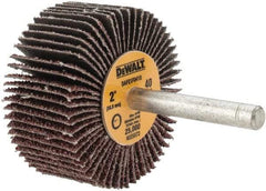 DeWALT - 2" Diam x 1" Face Width, Coarse Aluminum Oxide Coated Mounted Flap Wheel - 1/4" Shank Mount, 40 Grit, Cloth Backing, 25,000 Max RPM - Americas Industrial Supply