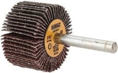 DeWALT - 1-1/2" Diam x 1" Face Width, Coarse Aluminum Oxide Coated Mounted Flap Wheel - 1/4" Shank Mount, 40 Grit, Cloth Backing, 25,000 Max RPM - Americas Industrial Supply