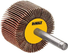 DeWALT - 1" Diam x 1/2" Face Width, Medium Aluminum Oxide Coated Mounted Flap Wheel - 1/4" Shank Mount, 80 Grit, Cloth Backing, 25,000 Max RPM - Americas Industrial Supply