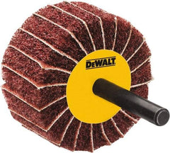 DeWALT - 3" Diam x 1-3/4" Face Width, Fine Aluminum Oxide Coated Mounted Flap Wheel - 1/4" Shank Mount, 100 Grit, Interleaf, Cloth Backing, 25,000 Max RPM - Americas Industrial Supply