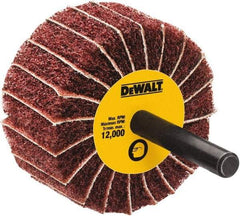 DeWALT - 2" Diam x 1" Face Width, Medium Aluminum Oxide Coated Mounted Flap Wheel - 1/4" Shank Mount, 60 Grit, Interleaf, Cloth Backing, 25,000 Max RPM - Americas Industrial Supply