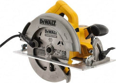 DeWALT - 15 Amps, 7-1/4" Blade Diam, 5,200 RPM, Electric Circular Saw - 120 Volts, 5/8" Arbor Hole, Right Blade - Americas Industrial Supply