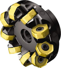 Sandvik Coromant - 100mm Cut Diam, 32mm Arbor Hole, 5.2mm Max Depth of Cut, 42° Indexable Chamfer & Angle Face Mill - 7 Inserts, 745R-2109 Insert, Right Hand Cut, 7 Flutes, Through Coolant, Series Coromill 745 - Americas Industrial Supply