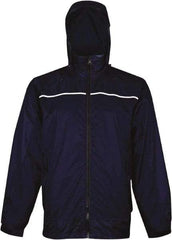 Viking - Size S, Navy, Rain, Wind Resistant Rain Jacket - 37" Chest, 3 Pockets, Attached Hood - Americas Industrial Supply