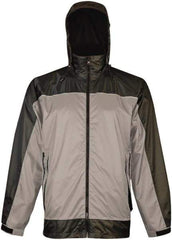 Viking - Size S, Gray & Charcoal, Rain, Wind Resistant Rain Jacket - 37" Chest, 3 Pockets, Attached Hood - Americas Industrial Supply