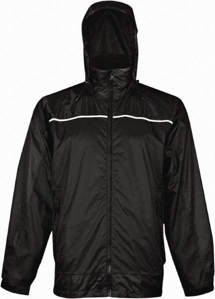 Viking - Size S, Black, Rain, Wind Resistant Rain Jacket - 37" Chest, 3 Pockets, Attached Hood - Americas Industrial Supply