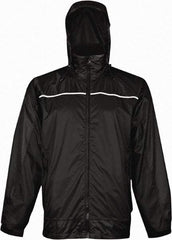 Viking - Size XL, Black, Rain, Wind Resistant Rain Jacket - 47" Chest, 3 Pockets, Attached Hood - Americas Industrial Supply