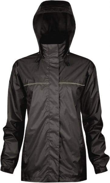 Viking - Size 2XL, Black, Rain, Wind Resistant Rain Jacket - 51" Chest, 3 Pockets, Attached Hood - Americas Industrial Supply