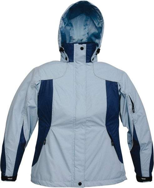 Viking - Size 2XL, Light Blue, Rain, Wind Resistant Jacket - 51" Chest, 4 Pockets, Detachable Hood - Americas Industrial Supply