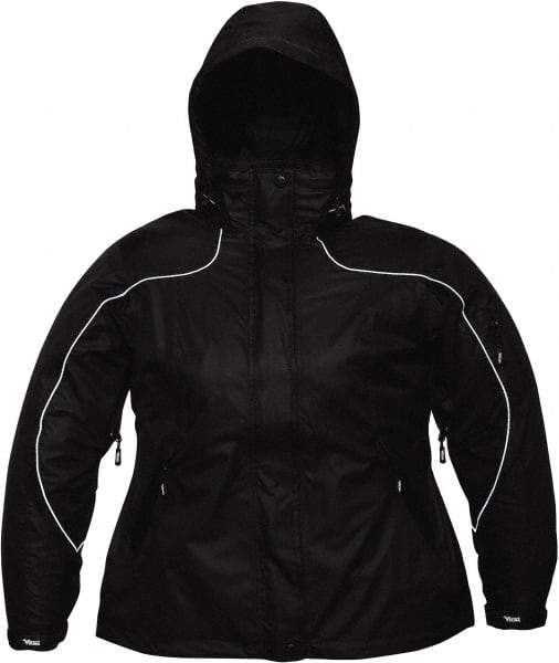 Viking - Size 2XL, Black, Rain, Wind Resistant Jacket - 51" Chest, 4 Pockets, Detachable Hood - Americas Industrial Supply
