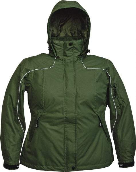 Viking - Size 2XL, Green, Rain, Wind Resistant Jacket - 51" Chest, 4 Pockets, Detachable Hood - Americas Industrial Supply
