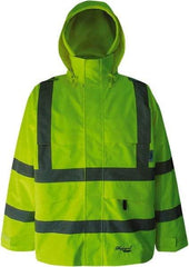 Viking - Size XL, High Visibility Lime, Rain, Wind Resistant Jacket - 47" Chest, 4 Pockets, Detachable Hood - Americas Industrial Supply