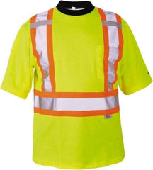 Viking - Size S, Hi-Viz Lime, High Visibility, Short Sleeve T-Pocket, - 37" Chest, 1 Pocket, Cotton/Polyester/Mesh - Americas Industrial Supply