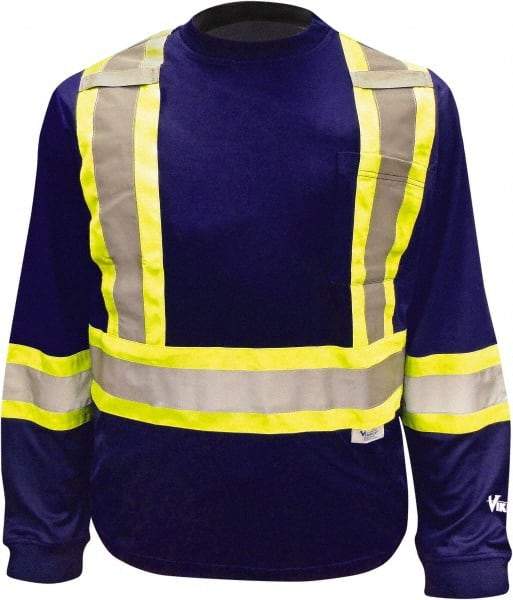 Viking - Size M, Navy Blue, High Visibility, Long Sleeve T-Pocket, - 40" Chest, 1 Pocket, Cotton/Polyester - Americas Industrial Supply