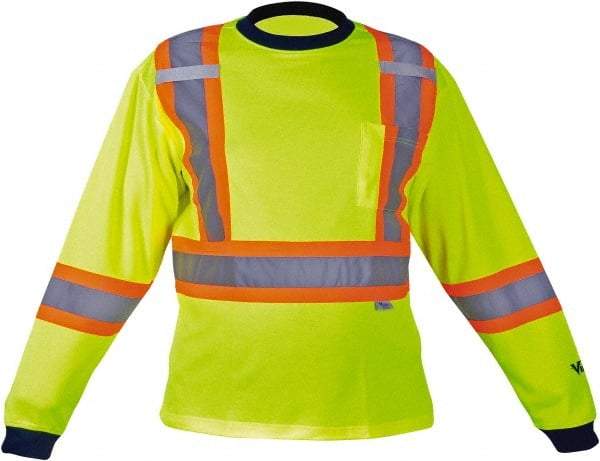 Viking - Size 2XL, Hi-Viz Lime, High Visibility, Long Sleeve T-Pocket, - 51" Chest, 1 Pocket, Cotton/Polyester - Americas Industrial Supply