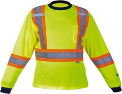 Viking - Size 2XL, Hi-Viz Lime, High Visibility, Long Sleeve T-Pocket, - 51" Chest, 1 Pocket, Cotton/Polyester - Americas Industrial Supply