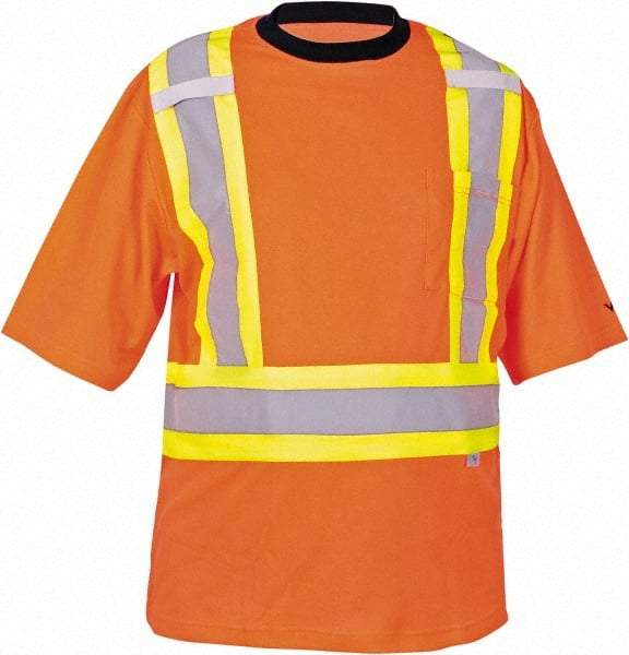 Viking - Size 2XL, Hi-Viz Orange, High Visibility, Short Sleeve T-Pocket, - 51" Chest, 1 Pocket, Cotton/Polyester/Mesh - Americas Industrial Supply