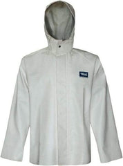 Viking - Size 3XL, White, Rain, Chemical, Wind Resistant Jacket - 55" Chest, Detachable Hood - Americas Industrial Supply