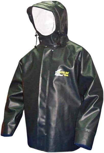 Viking - Size XL, Green, Rain, Chemical, Wind Resistant Jacket - 47" Chest, Attached Hood - Americas Industrial Supply