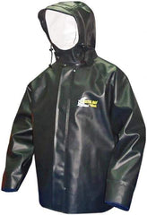 Viking - Size 2XL, Green, Rain, Chemical, Wind Resistant Jacket - 51" Chest, Attached Hood - Americas Industrial Supply