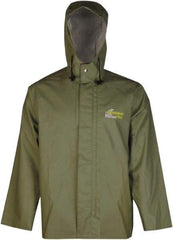 Viking - Size L, Green, Chemical, Rain, Wind Resistant Jacket - 43" Chest, Attached Hood - Americas Industrial Supply