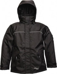 Viking - Size S, Black, Rain, Wind Resistant Jacket - 37" Chest, 3 Pockets, Detachable Hood - Americas Industrial Supply