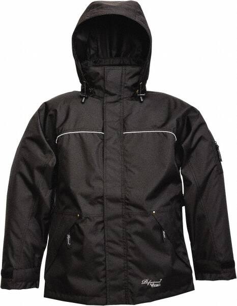 Viking - Size 3XL, Black, Rain, Wind Resistant Jacket - 55" Chest, 3 Pockets, Detachable Hood - Americas Industrial Supply