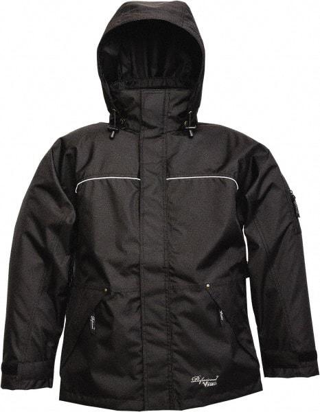 Viking - Size 2XL, Black, Rain, Wind Resistant Jacket - 51" Chest, 3 Pockets, Detachable Hood - Americas Industrial Supply