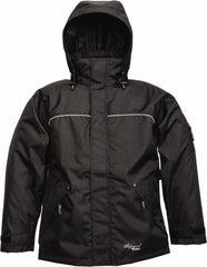 Viking - Size 3XL, Black, Rain, Wind Resistant Jacket - 55" Chest, 3 Pockets, Detachable Hood - Americas Industrial Supply
