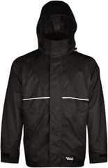 Viking - Size 2XL, Black, Rain, Wind Resistant Jacket - 51" Chest, 3 Pockets, Detachable Hood - Americas Industrial Supply