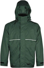 Viking - Size 2XL, Green, Rain, Wind Resistant Jacket - 51" Chest, 3 Pockets, Detachable Hood - Americas Industrial Supply