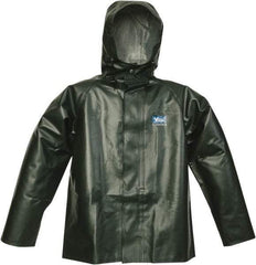 Viking - Size M, Green, Chemical, Rain, Wind Resistant Jacket - 40" Chest, Detachable Hood - Americas Industrial Supply