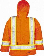 Viking - Size 2XL, High Visibility Orange, Rain, Wind Resistant Jacket - 51" Chest, Detachable Hood - Americas Industrial Supply