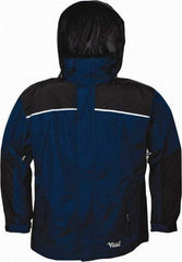 Viking - Size S, Navy & Charcoal, Rain, Wind Resistant Jacket - 37" Chest, 5 Pockets, Detachable Hood - Americas Industrial Supply
