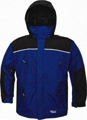 Viking - Size 4XL, Charcoal & Royal Blue, Rain, Wind Resistant Jacket - 58" Chest, 5 Pockets, Detachable Hood - Americas Industrial Supply