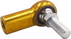 Made in USA - 5/8" ID, 1-1/2" Max OD, 7,400 Lb Max Static Cap, Female Spherical Rod End with Stud - 5/8-18 LH, 1" Shank Diam, 1-3/8" Shank Length, Carbon Steel with Plastic Raceway - Americas Industrial Supply