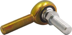 Made in USA - 5/8" ID, 1-1/2" Max OD, 7,400 Lb Max Static Cap, Male Spherical Rod End with Stud - 5/8-18 RH, 1-5/8" Shank Length, Carbon Steel with Plastic Raceway - Americas Industrial Supply