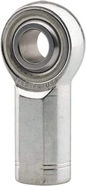 Made in USA - 1" ID, 2-3/4" Max OD, 76,205 Lb Max Static Cap, Plain Female Spherical Rod End - 1-1/4 - 12 LH, 0.469" Shank Diam, 2-1/8" Shank Length, Alloy Steel with Steel Raceway - Americas Industrial Supply