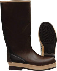 Viking - Men's Size 11 Medium Width Rubber Knee Boot - Brown, Tan, Rubber Upper, Nitrile Rubber Outsole, 16" High, Chemical Resistant, Non-Slip, Waterproof - Americas Industrial Supply