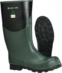 Viking - Men's Size 13 Medium Width Steel Knee Boot - Green, Black, Rubber Upper, Nitrile Rubber Outsole, 15" High, Non-Slip, Waterproof, Electric Shock Resistant - Americas Industrial Supply