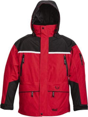 Viking - Size 2XL, Black & Red, Rain, Wind Resistant, Cold Weather Jacket - 51" Chest, 5 Pockets, Detachable Hood - Americas Industrial Supply