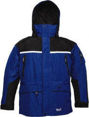 Viking - Size 5XL, Black & Royal Blue, Rain, Wind Resistant, Cold Weather Jacket - 60" Chest, 5 Pockets, Detachable Hood - Americas Industrial Supply