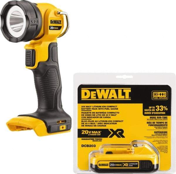 DeWALT - 20 Volts, 110 Lumens, Cordless Flashlight - White, 11 hr Run Time - Americas Industrial Supply